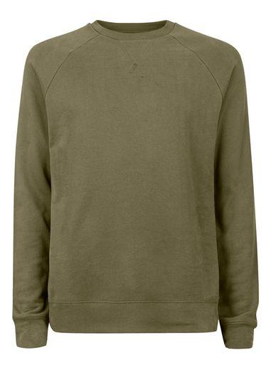 Topman Mens Green Khaki Raglan Sweatshirt