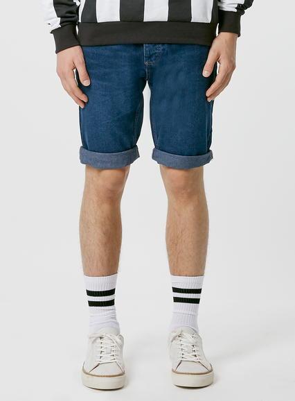 Topman Mens Blue Indigo Slim Fit Jean Shorts