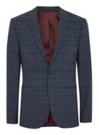 Topman Mens Blue Tonal Check Skinny Suit Jacket