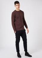 Topman Mens Burgundy Ripple Textured Slim Fit Sweater