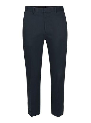 Topman Mens Blue Navy Twill Skinny Cropped Trousers