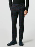 Topman Mens Red Burgundy Check Ultra Skinny Fit Trousers