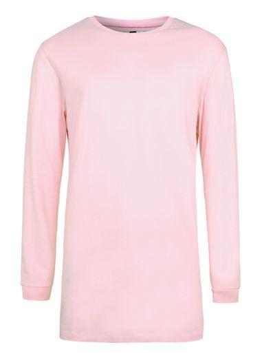 Topman Mens Pink Longline Long Sleeve T-shirt