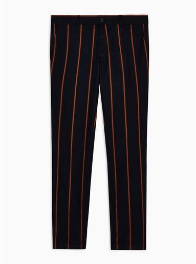 Topman Mens Navy And Mustard Stripe Stretch Skinny Pants