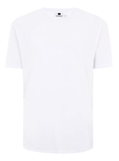 Topman Mens White Zip Hem T-shirt