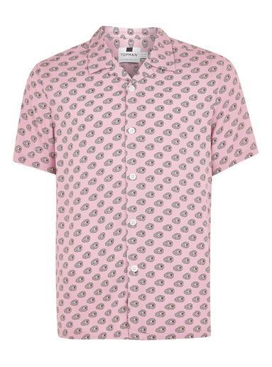 Topman Mens Pink Geometric Short Sleeve Shirt