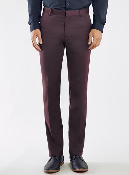 Topman Mens Burgundy Wool Blend Flannel Skinny Fit Suit Pants