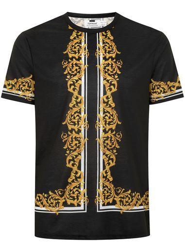 Topman Mens Black Baroque T-shirt