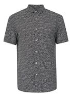 Topman Mens Black And White Pebble Print Short Sleeve Viscose Shirt
