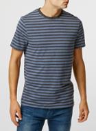 Topman Mens Blue Denim And Black Stripe Ringer T-shirt