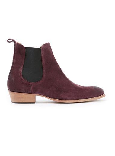 Topman Mens Red Burgundy Suede Chelsea Boots