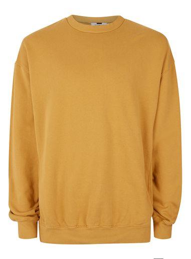 Topman Mens Metallic Washed Gold Oversized Sweatshirt