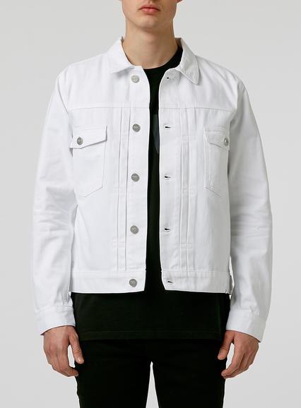 Topman Mens Wood Wood White Denim Jacket