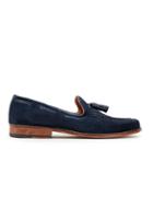 Topman Mens Blue Made In England Navy Suede Tassel Loafers