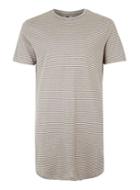 Topman Mens Beige Stone Stripe Longline T-shirt