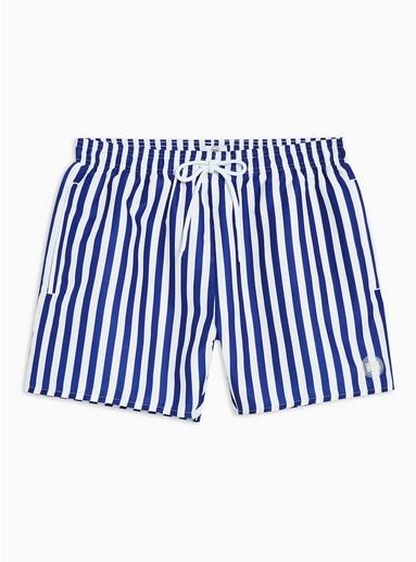 Topman Mens Multi Blue And White Stripe Swim Shorts
