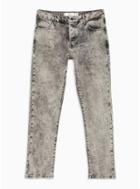 Topman Mens Black Slim Gray Marble Wash Jeans