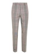 Topman Mens Grey Brown Check Muscle Fit Pants