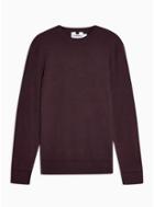 Topman Mens Red Dark Purple Twist Essential Sweater