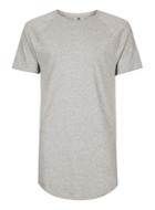 Topman Mens Mid Grey Gray Zipped Raglan Longline T-shirt