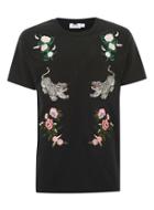 Topman Mens Black Tiger Applique T-shirt
