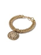 Topman Mens Gold Look Chain Engraved Disk Bracelet*