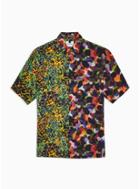 Topman Mens Multi Half And Half Neon Slim Shirt