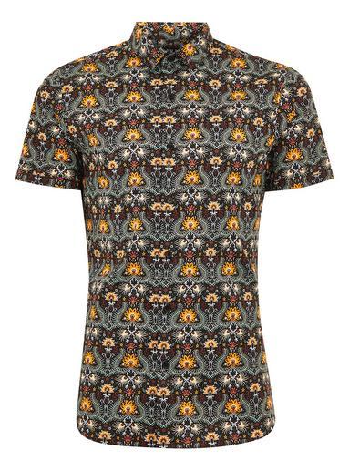 Topman Mens Multi Rising Sun Short Sleeve Shirt