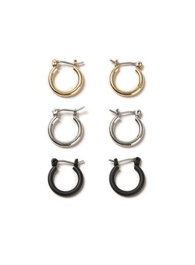 Topman Mens Silver Mixed Metal Hoop Earrings 3 Pack*