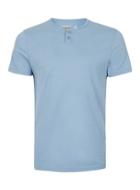 Topman Mens Blue Grandad Collar Muscle Fit T-shirt