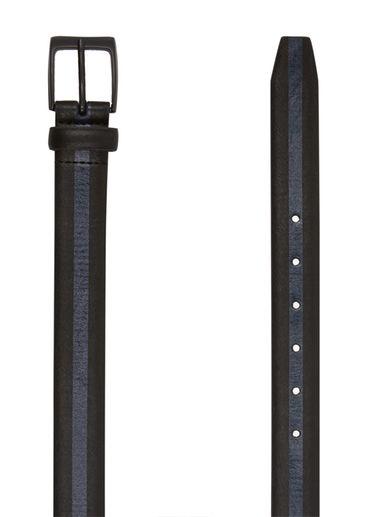 Topman Mens Black And Navy Stripe Leather Belt