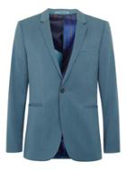 Topman Mens Blue Skinny Suit Jacket With Printed Lining