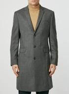 Topman Mens Mid Grey Charcoal Wool Skinny Smart Frock Coat