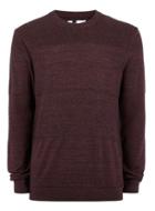 Topman Mens Red Burgundy And Black Spliced Crew Neck Sweater