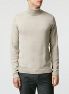 Topman Mens Brown Stone Essential Roll Neck Sweater