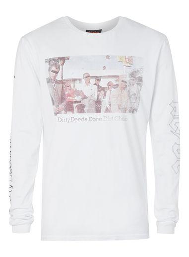 Topman Mens White Ac/dc Print Oversized Long Sleeve T-shirt