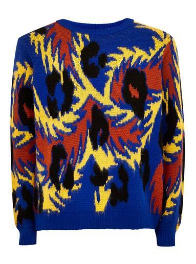 Topman Mens Multi Brushed Animal Print Sweater
