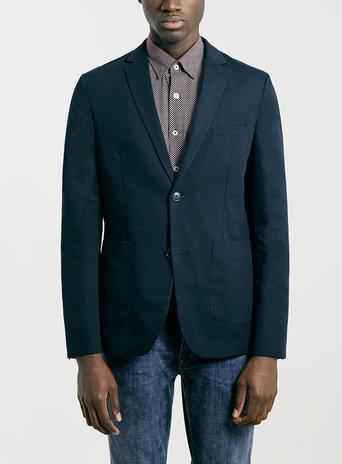 Topman Mens Blue Navy Deconstructed Blazer