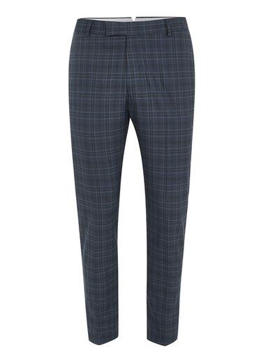 Topman Mens Blue Tonal Check Skinny Cropped Suit Pants