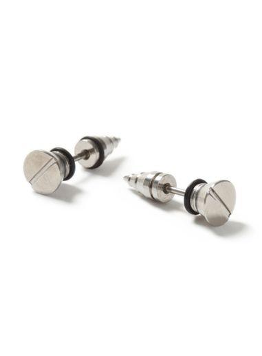 Topman Mens Silver Spike Tunnel Earrings*