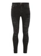 Topman Mens Washed Black Ripped Super Spray On Jeans