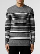 Topman Mens Grey Salt And Pepper Stripe Crew Neck Sweater