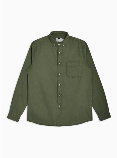 Topman Mens Khaki Twill Slim Shirt