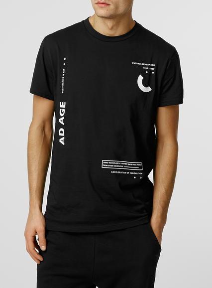 Topman Mens Systvm Millenial Black T-shirt