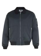 Topman Mens Blue Navy Cord Collar Flight Jacket