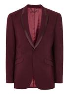 Topman Mens Red Burgundy Skinny Tux Jacket