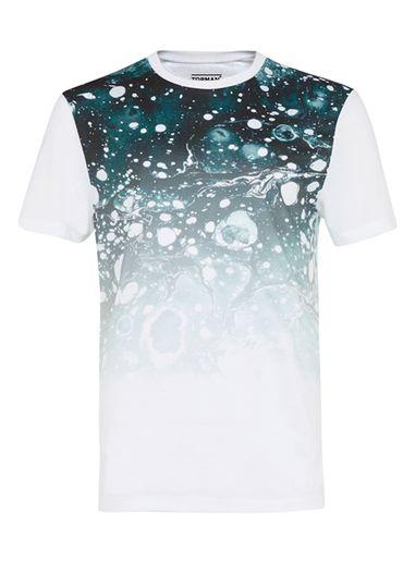 Topman Mens White Faded Marble Print T-shirt