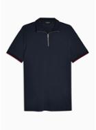 Selected Homme Mens Selected Homme Navy Zip Chip Organic Cotton Polo Shirt