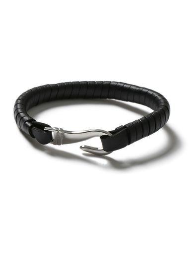 Topman Mens Black Faux Leather Clasp Wristband*
