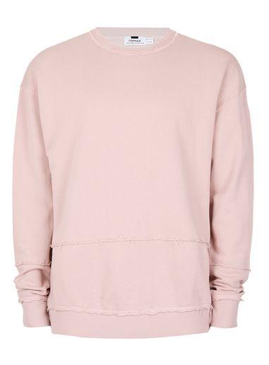 Topman Mens Purple Pink Raw Edge Seam Sweatshirt